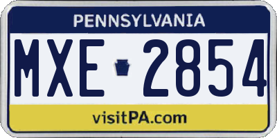 PA license plate MXE2854