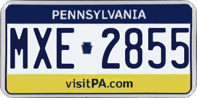 PA license plate MXE2855