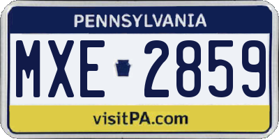 PA license plate MXE2859