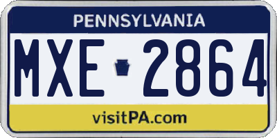 PA license plate MXE2864