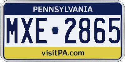PA license plate MXE2865