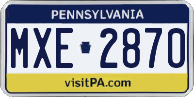 PA license plate MXE2870