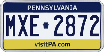 PA license plate MXE2872