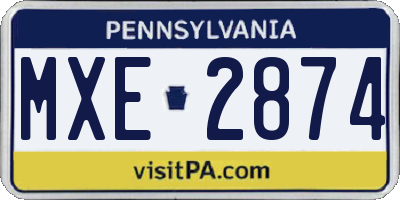 PA license plate MXE2874