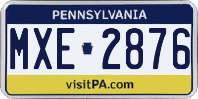 PA license plate MXE2876