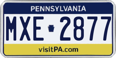 PA license plate MXE2877