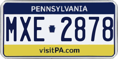 PA license plate MXE2878