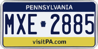 PA license plate MXE2885