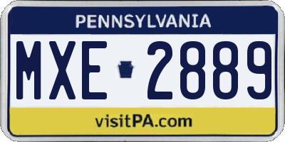 PA license plate MXE2889