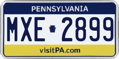 PA license plate MXE2899