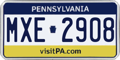 PA license plate MXE2908
