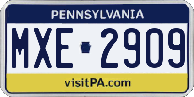 PA license plate MXE2909