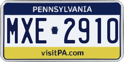 PA license plate MXE2910