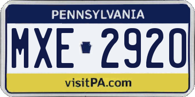 PA license plate MXE2920