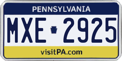 PA license plate MXE2925