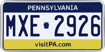 PA license plate MXE2926