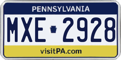 PA license plate MXE2928