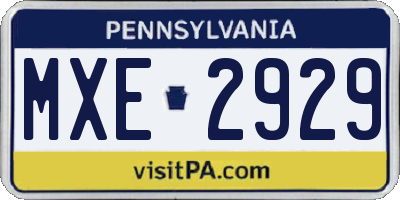 PA license plate MXE2929