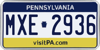 PA license plate MXE2936
