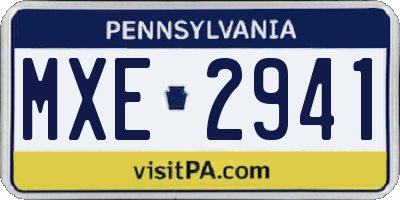 PA license plate MXE2941