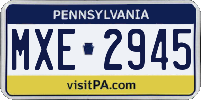 PA license plate MXE2945