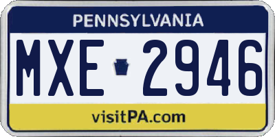 PA license plate MXE2946