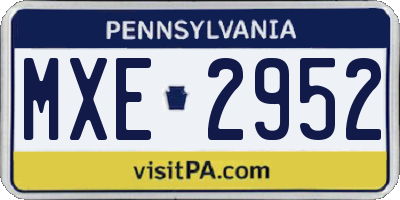 PA license plate MXE2952