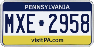 PA license plate MXE2958