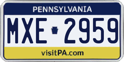 PA license plate MXE2959