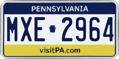PA license plate MXE2964