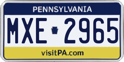 PA license plate MXE2965