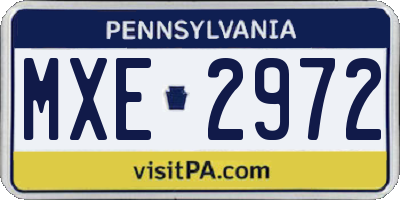 PA license plate MXE2972