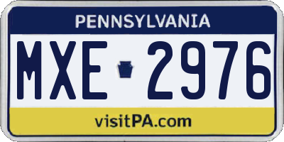 PA license plate MXE2976