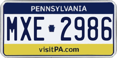 PA license plate MXE2986