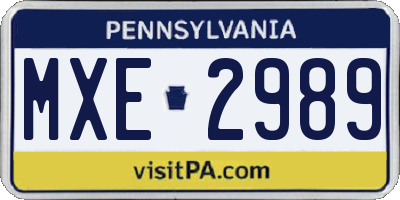 PA license plate MXE2989