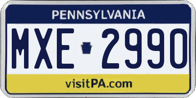 PA license plate MXE2990