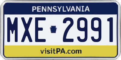 PA license plate MXE2991
