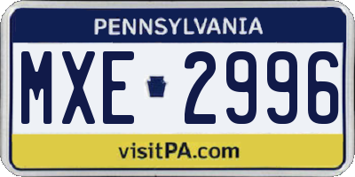 PA license plate MXE2996