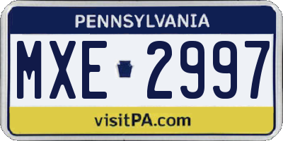 PA license plate MXE2997