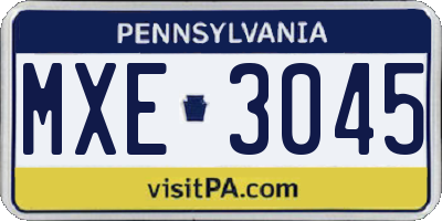 PA license plate MXE3045