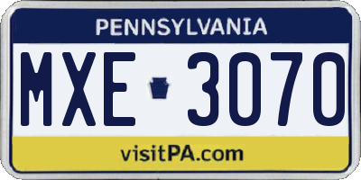 PA license plate MXE3070