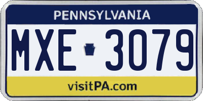 PA license plate MXE3079