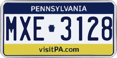 PA license plate MXE3128