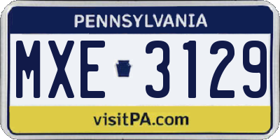 PA license plate MXE3129