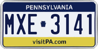 PA license plate MXE3141
