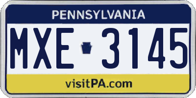 PA license plate MXE3145
