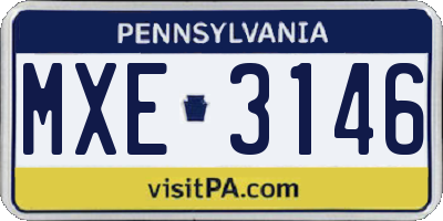 PA license plate MXE3146