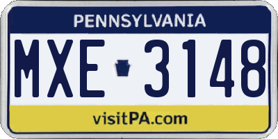PA license plate MXE3148