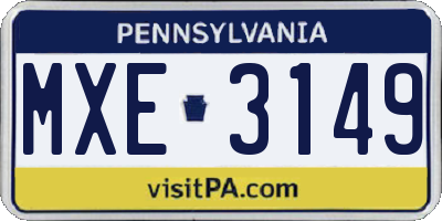 PA license plate MXE3149