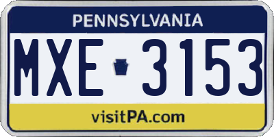 PA license plate MXE3153